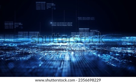 Technology digital cyberspace and digital data network connections concept. Transfer digital data high-speed internet, Future technology digital matrix on blue background, 3D Rendering