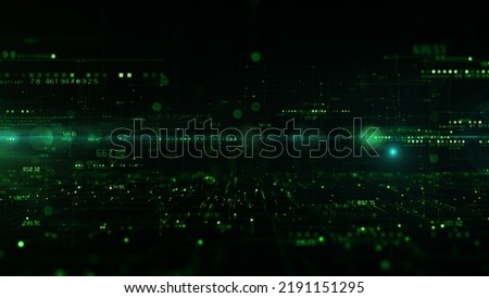 Technology Digital Cyberspace with Particles and Digital Data Network Connections. Big data Connection and Data Analysis, Technology Digital Abstract Background 3d Rendering
