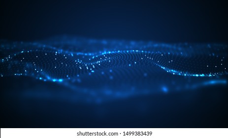 Technology digital wave background concept Beautiful motion waving dots texture and glowing defocused particles  Cyber technology background 