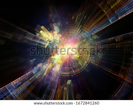 Technology Explosion. Bright math-generated abstract radial elements to illustrate concept of rapid expansion on the subject of science, education and computer technology.