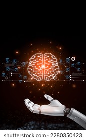 Technology of the future, AI controls the brain. AI Replaces Human Beings. Concept of Artificial intelligence or AI