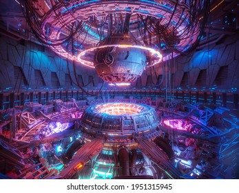 Technology Futuristic Background, Interior Science Fiction Spaceship