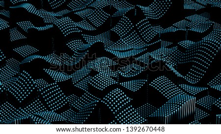 Technology geometry black background. 3d illustration, 3d rendering.