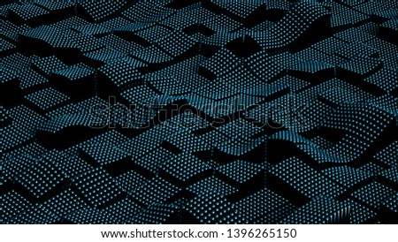 Technology geometry black background. 3d illustration, 3d rendering.