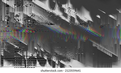 Technology Glitch Background. Computer Screen Error. Digital Pixel Noise Abstract Design. Technical Problem Grunge Wallpaper.