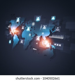 technology global connections interface concept business background