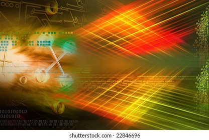 Technology in green colour background	