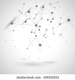 Technology grey background molecule and communication. Modern illustration.