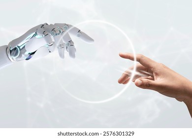 Technology human touch background, modern remake of The Creation of Adam