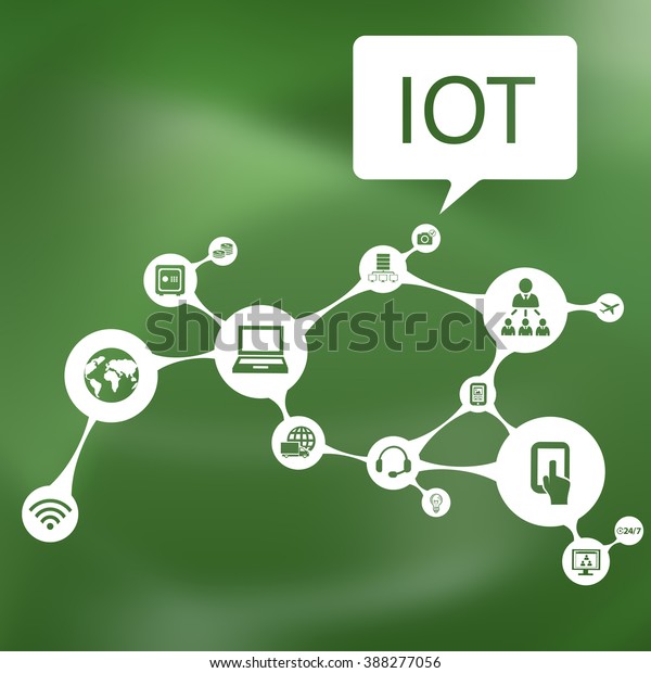 Technology Icon Against Abstract Green Design Stock Illustration 