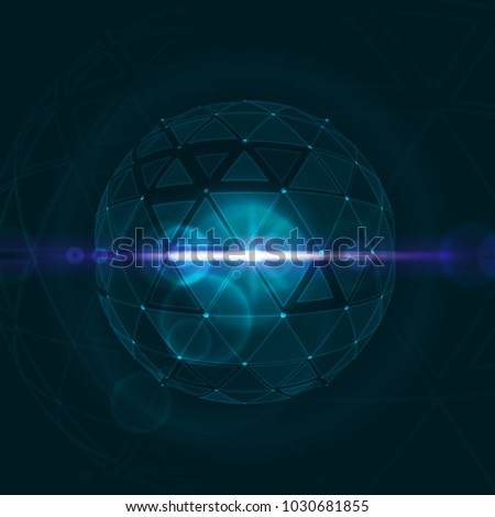 Technology image of globe. Points and triangle shapes constructed the sphere. Graphic concept for your design, 3d Illustration