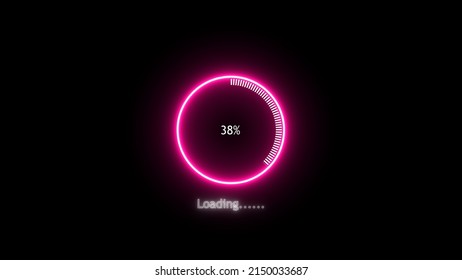 Technology Loading, Processing Icon Animation On Black Background.	
