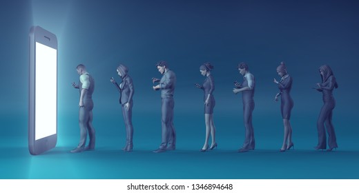 Technology Smartphone Turning People into Zombies Concept 3d Render
