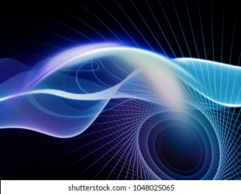 Technology of Space series. Background composition of  waves, grids and lights on the subject of technology, science and the world of computer information