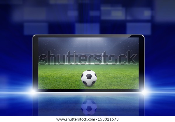 テクノロジー スポーツの背景 タブレットpc コンピューター サッカーボール オンラインでのスポーツゲーム サッカーオンライン のイラスト素材