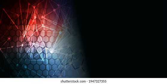 Technology web background. Virtual binary concept. world network technology communication background.technology with linear and polygonal pattern shapes on dark blue background.