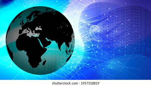 Technology Web Glob Background.artificial Intelligence Virtual Concept. World Network Technology Communication Background.