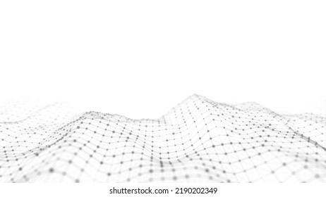 Technology white wave. Big data visualization. Analytics representation. Digital background. 3d rendering.