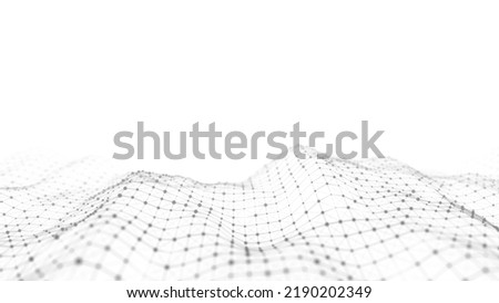 Technology white wave. Big data visualization. Analytics representation. Digital background. 3d rendering.