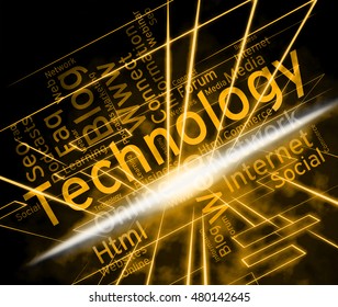 Technology Word Showing Computer Data And Digital