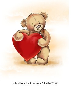 Teddy Bear Big Heart Stock Illustration Shutterstock