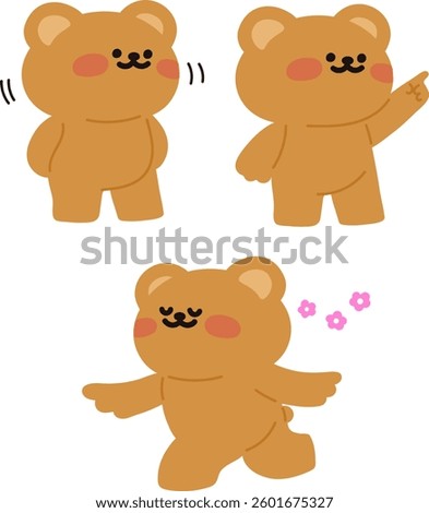 Teddy bear characters in different poses 