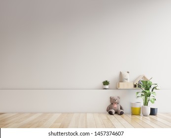 Teddy bear and rabbit doll in the children's room on wall background.3D Rendering - Shutterstock ID 1457374607