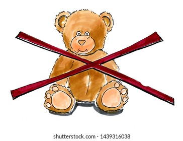 Teddy Bear Sitting No Entry 