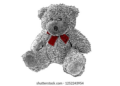 Teddy Bear ,sketch Teddy Bear,drawing Teddy Bear Isolated On White Background
