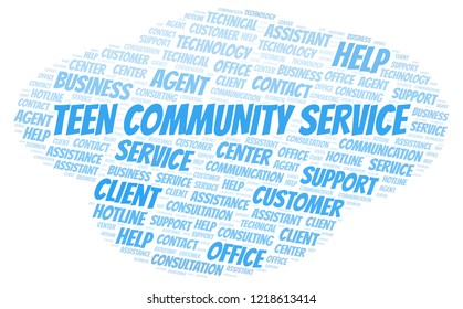 Teen Community Service Word Cloud.