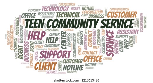 Teen Community Service Word Cloud.