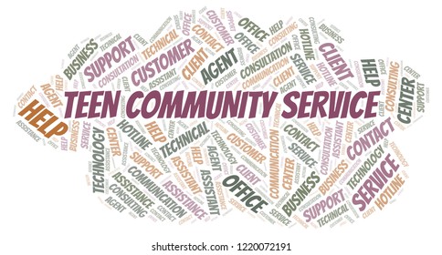 Teen Community Service Word Cloud.