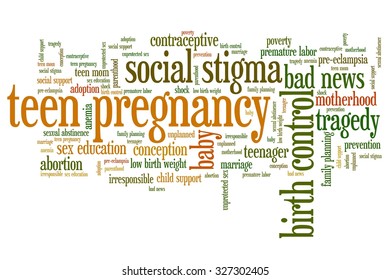 Teen Pregnancy Social Issues And Concepts Word Cloud Illustration. Word Collage Concept.