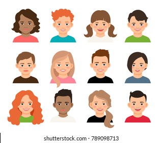 Vector Teenagers Pupil Kids Faces Young Stock Vector (Royalty Free ...