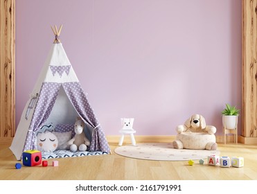 Teepee In Child Room Interior With Copy Space, 3D Rendering