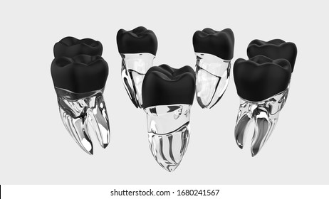 Teeth Isolated On Background. Ideal For Large Publications Or Printing. 3d Rendering - Illustration