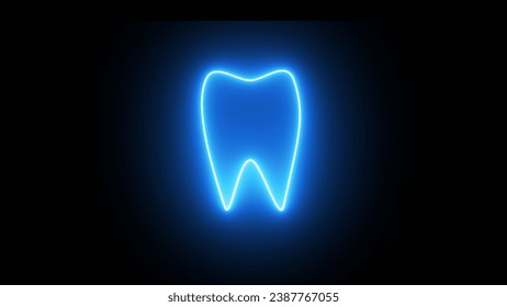 Teeth neon contour blue magenta bright black background icon symbol dentistry illustration. Healthy dental logo design tooth icon. Neon blue tooth silhouette isolated on black background. - Powered by Shutterstock