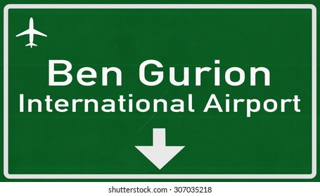 Tel Aviv Israel Airport Highway Sign 2D Illustration