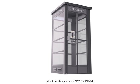 Telephone booth isolated on white background.3d rendering.