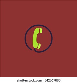 Telephone receiver. Colorful retro flat icon - Shutterstock ID 342667880