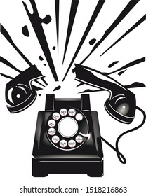 Telephone Terror, On White Background - Illustration