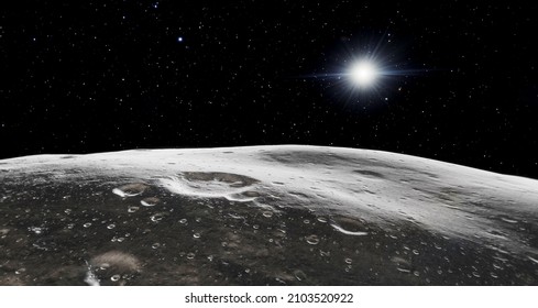 Telescope 3d rendering asteroid realistic HD 4k illustration sci fi background, moon like satellite, extrasolar moon, isolated, surface