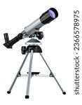 Telescope with Sturdy Steel Tripod, Astronomical Refractor Telescope, 3D rendering isolated on white background