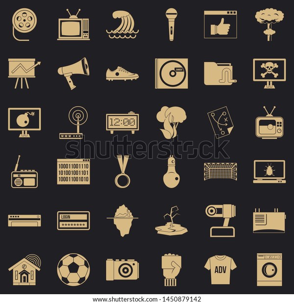 Television icons set. Simple style of 36\
television icons for web for any\
design