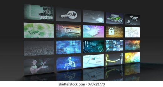 Television Production Technology Concept With Video Wall