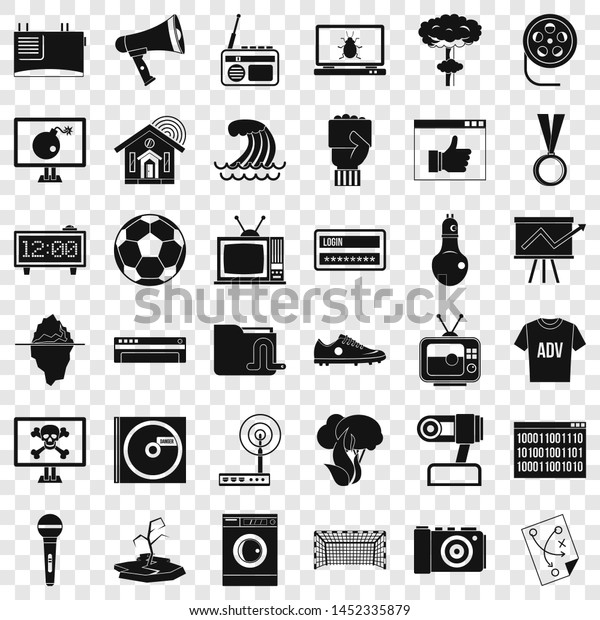 Television set icons set. Simple style of 36\
television set icons for web for any\
design