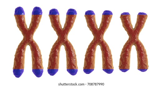 Telomere shortening, conceptual 3D illustration. Telomeres shorten with age and during different pathological processes