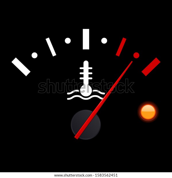 Temperature car gauge scale\
on black background. High temperature. 3d illustration. Raster\
version
