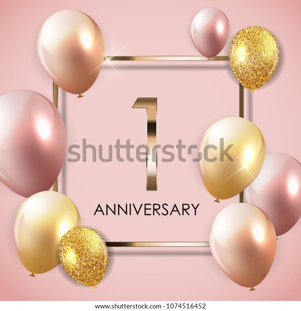 Template 1 Years Anniversary Background with Balloons \
Illustration 