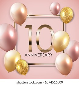 Template 10 Years Anniversary Background With Balloons  Illustration 